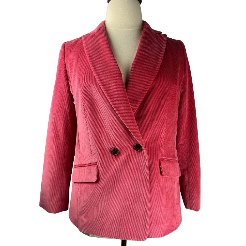 Preppy Easter Talbot's Pink Coral Corduroy Double Breasted Jacket, Women's  14